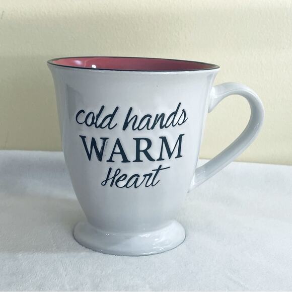 Cold Hands Warm Heart Coffee Mug Cup Tea Pedestal Coffee Cup Cocoa - Picture 2 of 8